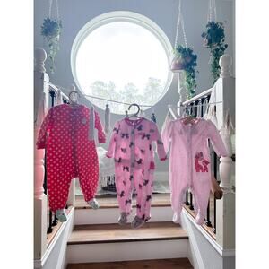 3 Cozy Fleece Footed Pajama Sleepers 3-6mths
